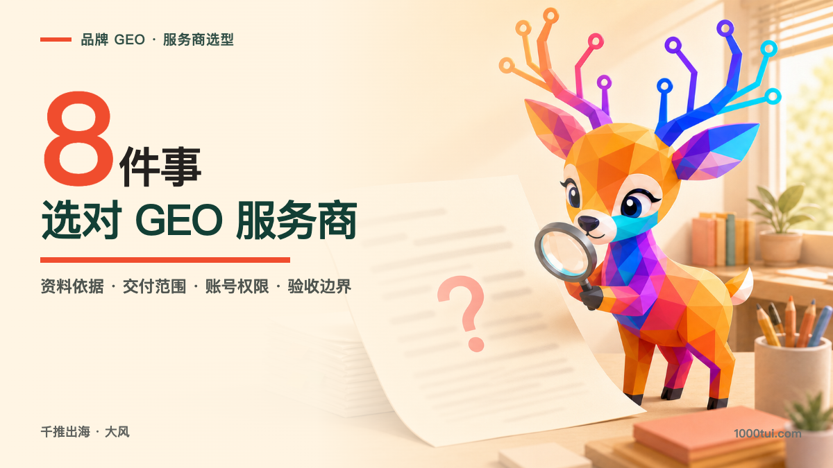 GEO优化公司与服务商怎么选？合作前先核对这8件事